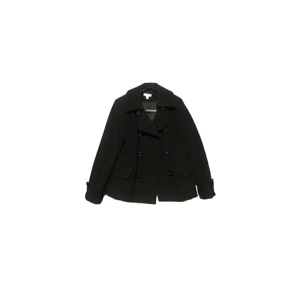 Charter Club Long Sleeve Button-Up Wool Pea Coat Jacket SZ 8